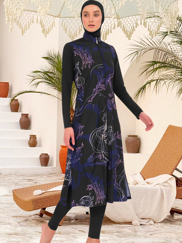 3PCS Long Burkini Muslim Women Femmes
