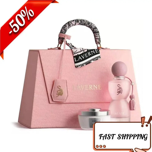 Laverne Sense Perfume Gift Set 100ml Sense Eau de Parfum & Body Cream & Tote Bag Musk Powdery Floral Fragrance
